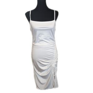 SHEIN EZwear ruched drawstring side tie camisole dress, ivory off white L